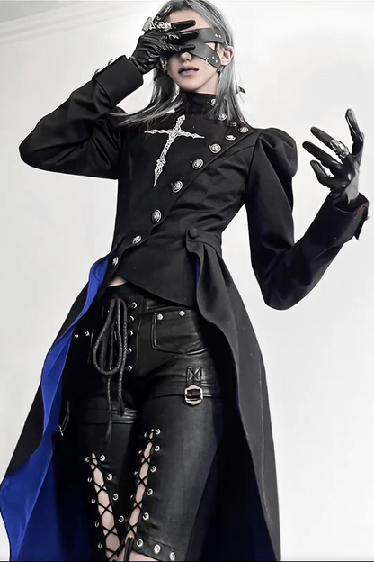 【9月28日予約締切】Prince-Style Gothic Cross Embroidered Coat Jacket With Train