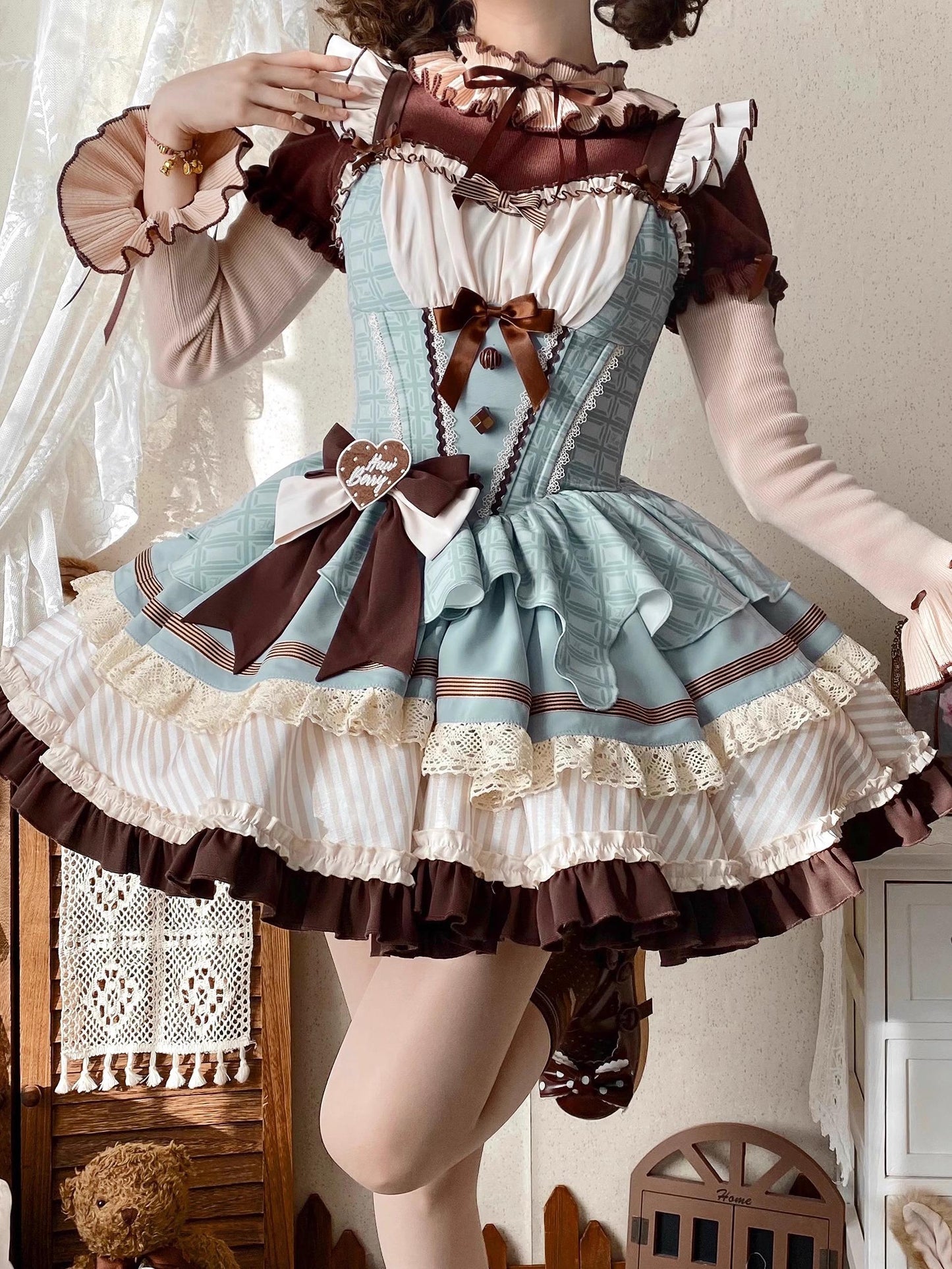 【予約商品】ミントショコラロリータチュチュスイートドレス＋リボンカチューシャ