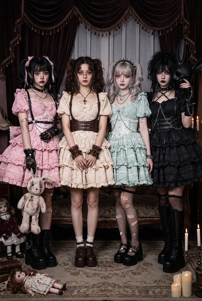 泡芙玫瑰公主丝带尾巴洛丽塔连衣裙