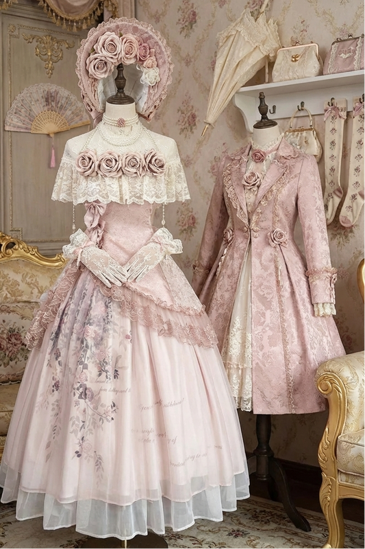 甜美粉玫瑰優雅蘿莉塔套裝