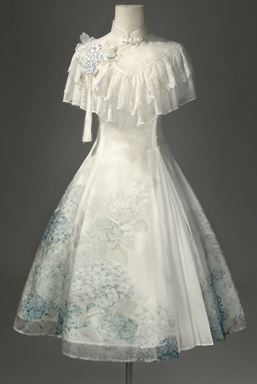 Hydrangea Letter Elegant Lolita Suspender Dress + Shawl