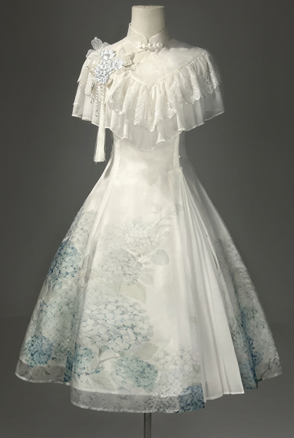 Hydrangea Letter Elegant Lolita Suspender Dress + Shawl