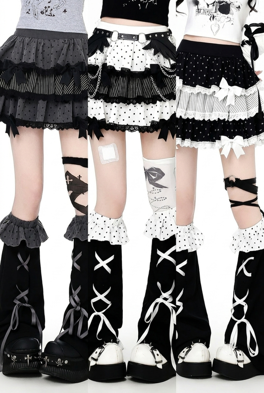 Polka Dot Vintage Lace Skirt + Belt