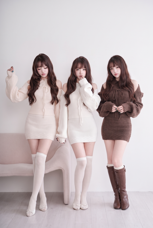 Ribbed Knit Top and Mini Skirt Set