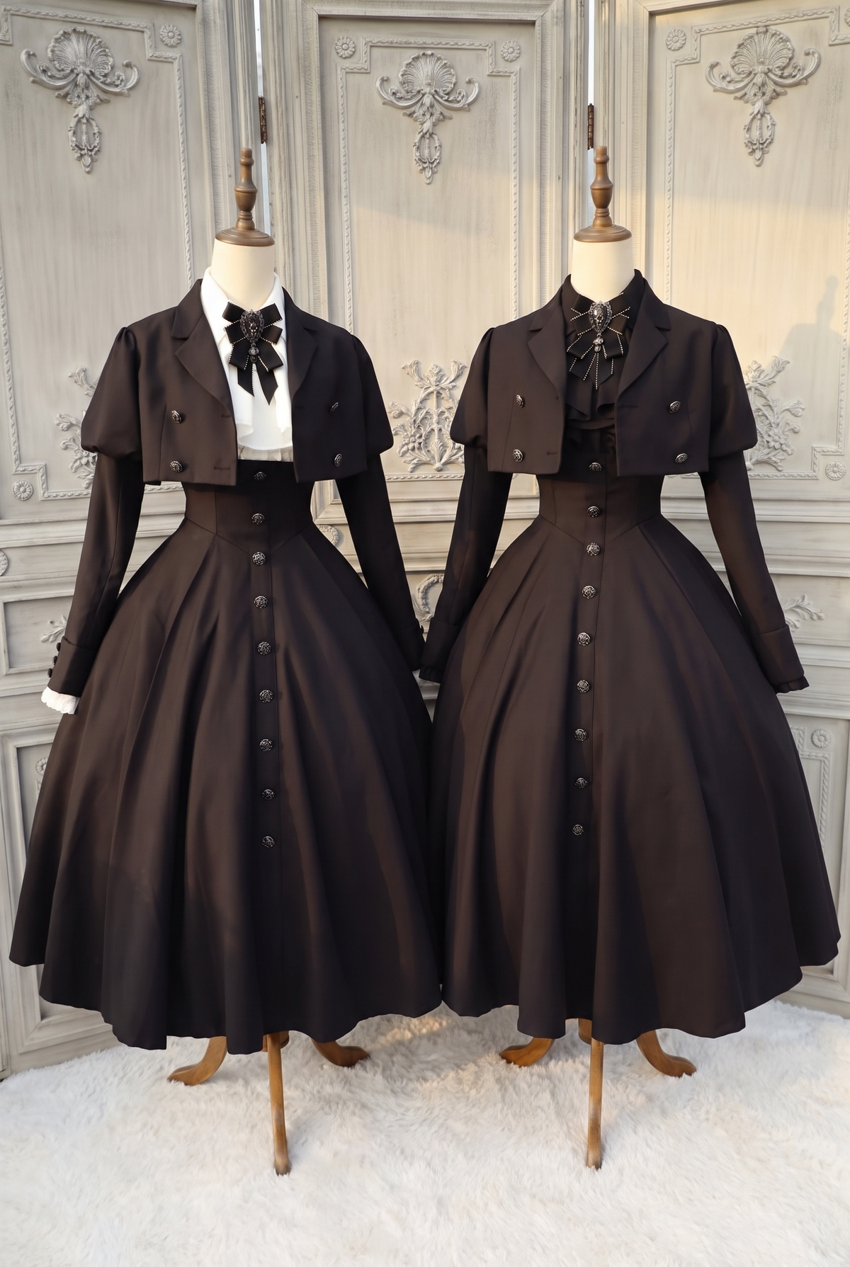 [Précommande jusqu'au 28 novembre] Sombre Night Poem Élégante chemise blanche foncée, robe, veste + Ensemble complet + Accessoires