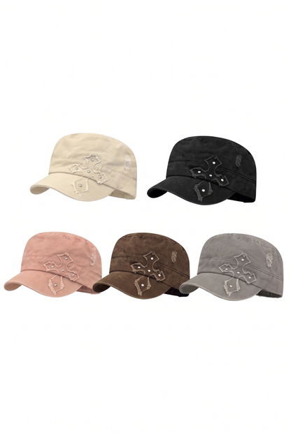 American Retro Distressed Cross-Studded Baseball Cap