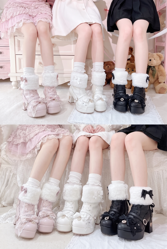 Bow Furry High-Heel Boots