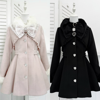 リボンウエストマークフレアコート