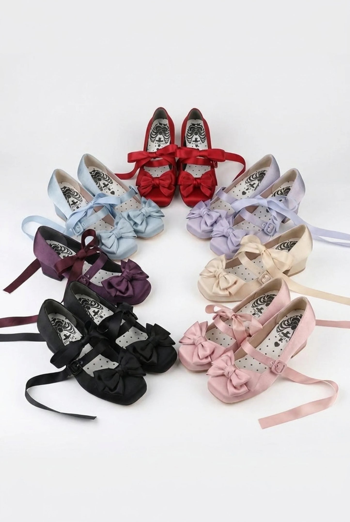 Lace-up Ribbon Satin Square Toe Shoes