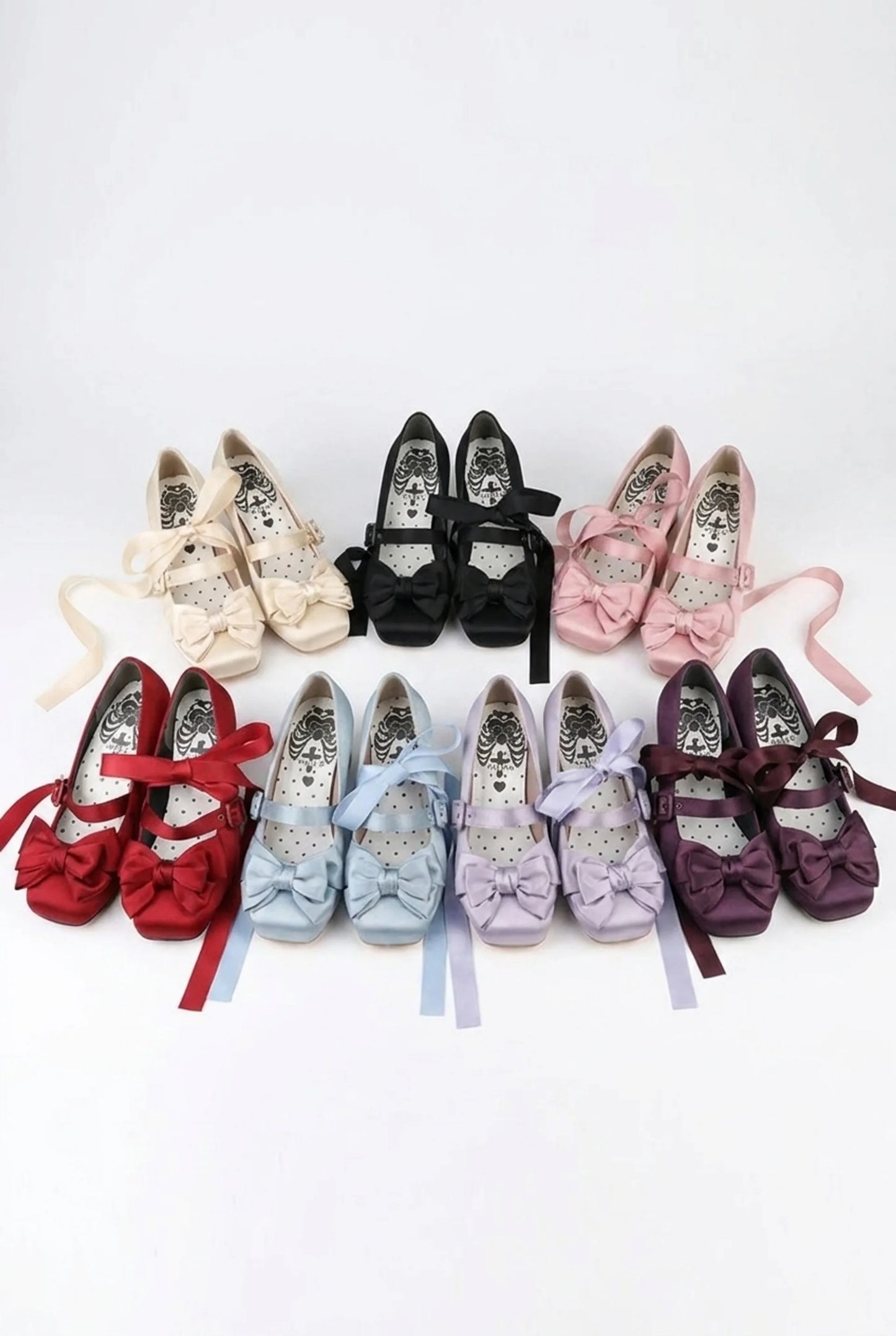Lace-up Ribbon Satin Square Toe Shoes