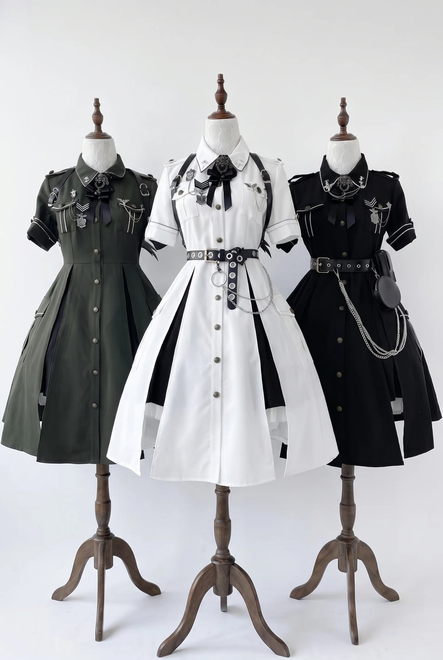 【軍服】フロントボタンアーミーテイストスプリットワンピース