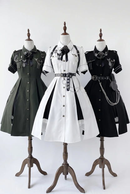 【軍服】フロントボタンアーミーテイストスプリットワンピース