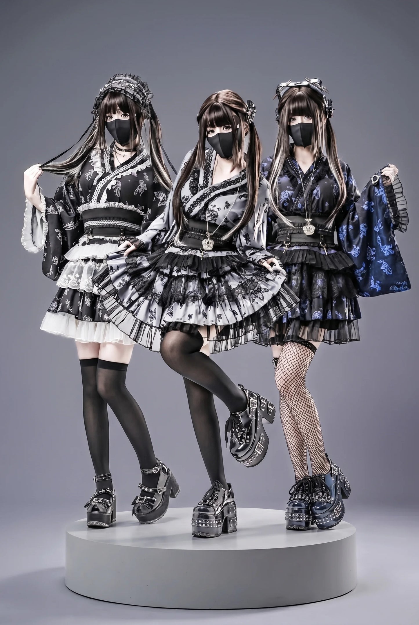 Dunkler Galaxie-Spitzen-Yukata im Jirai-Stil