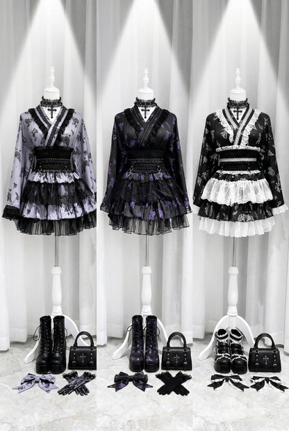 Dunkler Galaxie-Spitzen-Yukata im Jirai-Stil