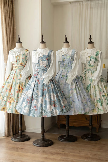 Floral Retro Sleeveless Dress + Shirt