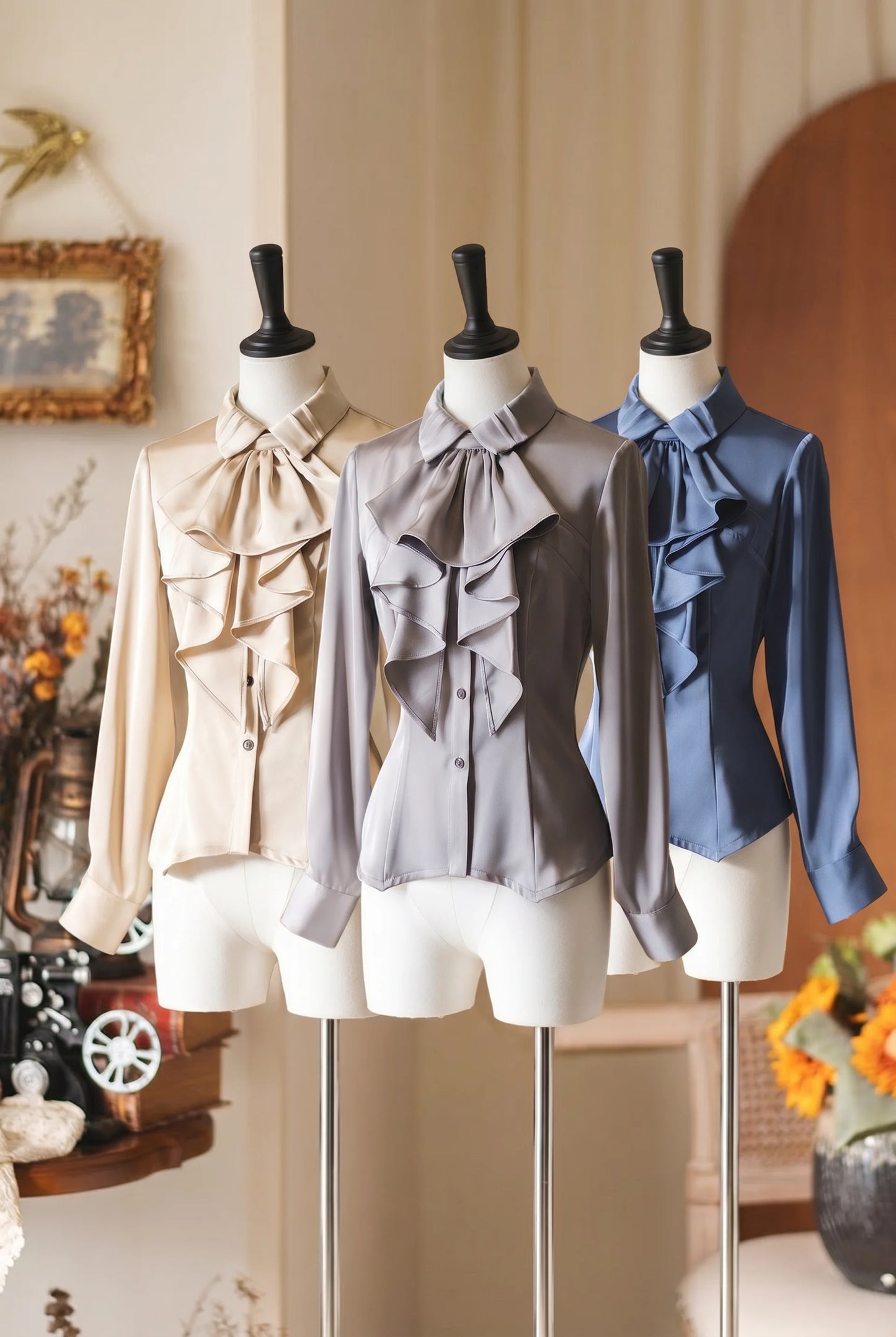 Retro Elegant Satin Blouse