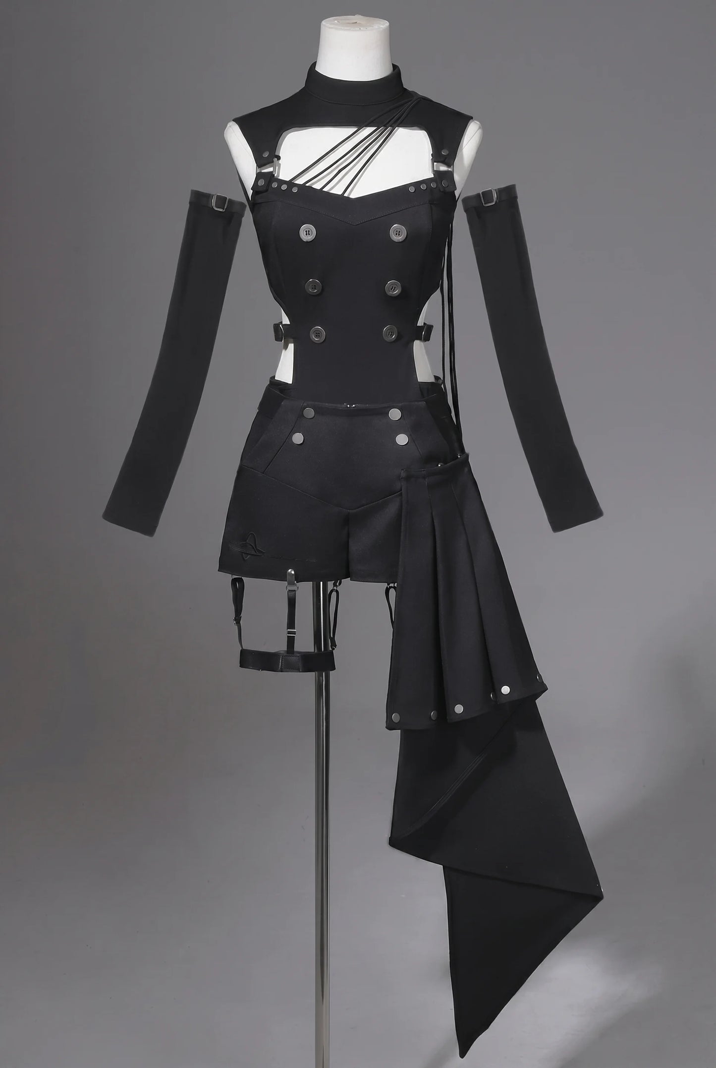 Top cyber gotico lolita + pantaloni + scaldabraccia