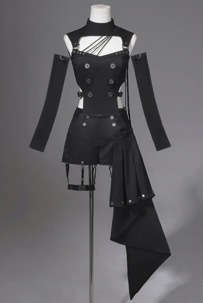 Top cyber gotico lolita + pantaloni + scaldabraccia