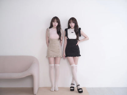 Lace Sleeve Suspender Dress Set