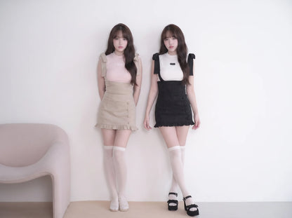 Lace Sleeve Suspender Dress Set