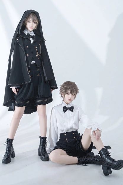 Dark Prince Hooded Cape + Rabbit Hooded Vest + Pumpkin Pants + Elegant Ruffle Shirt + Big Waist Ribbon [Pre-Order]