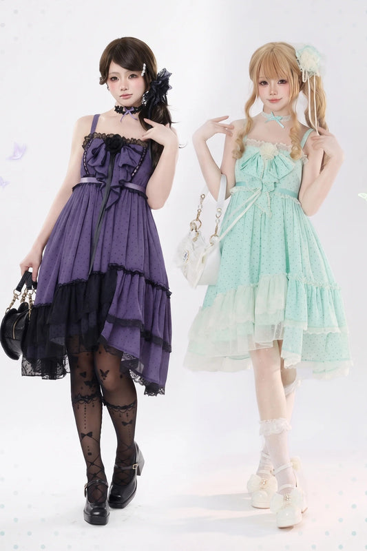 【予約商品】ドットシフォンアシンメトリーワンピース