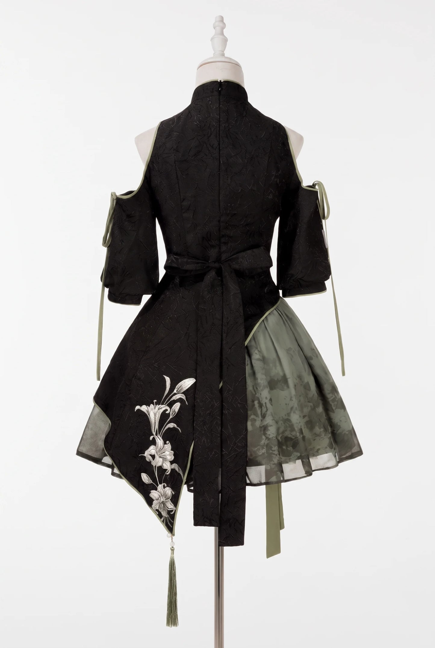 Floral Gothic Asymmetric Cheongsam Dress + Skirt