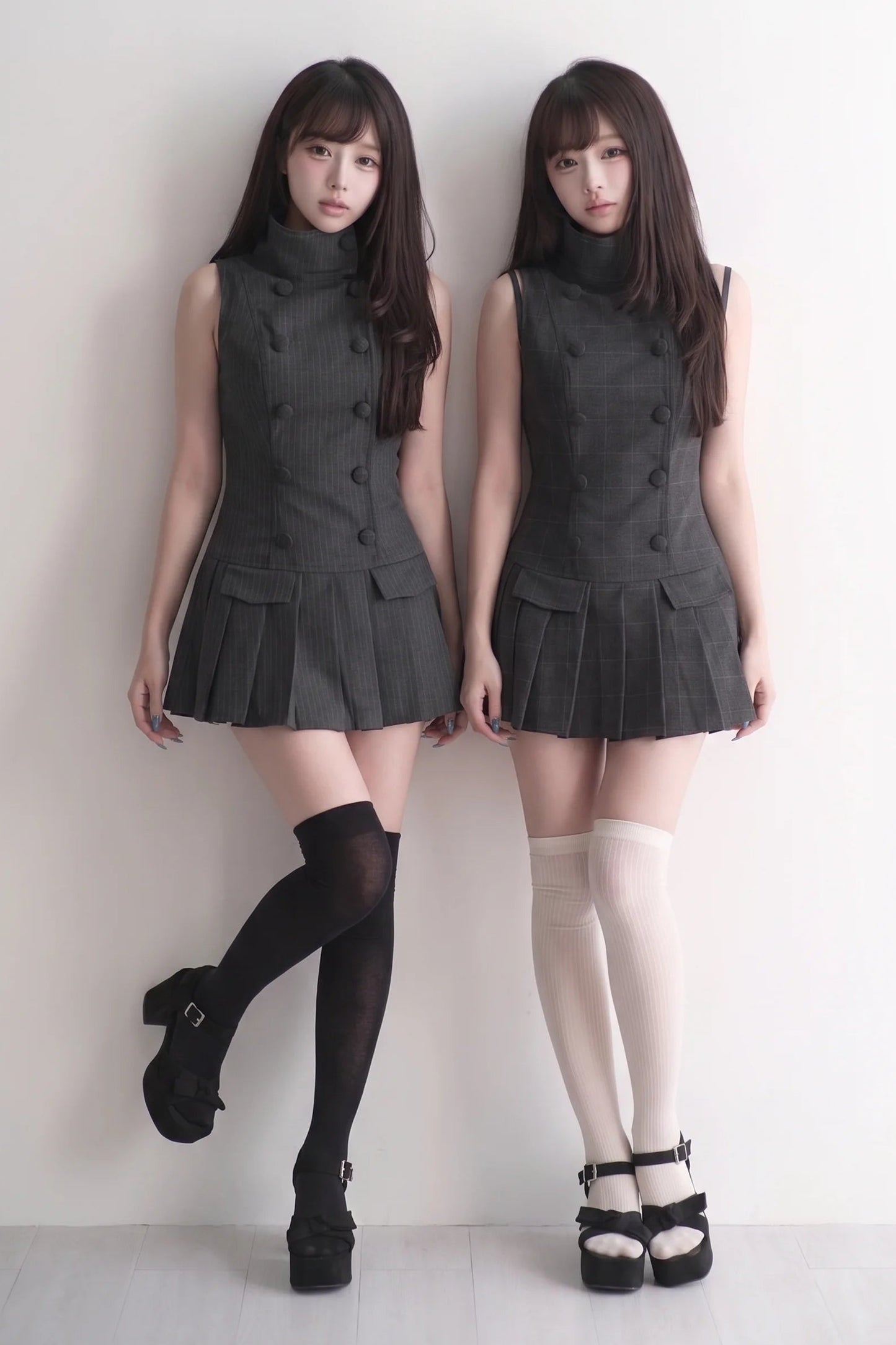 ダブルボタン量産型ミニワンピース＋パンツ