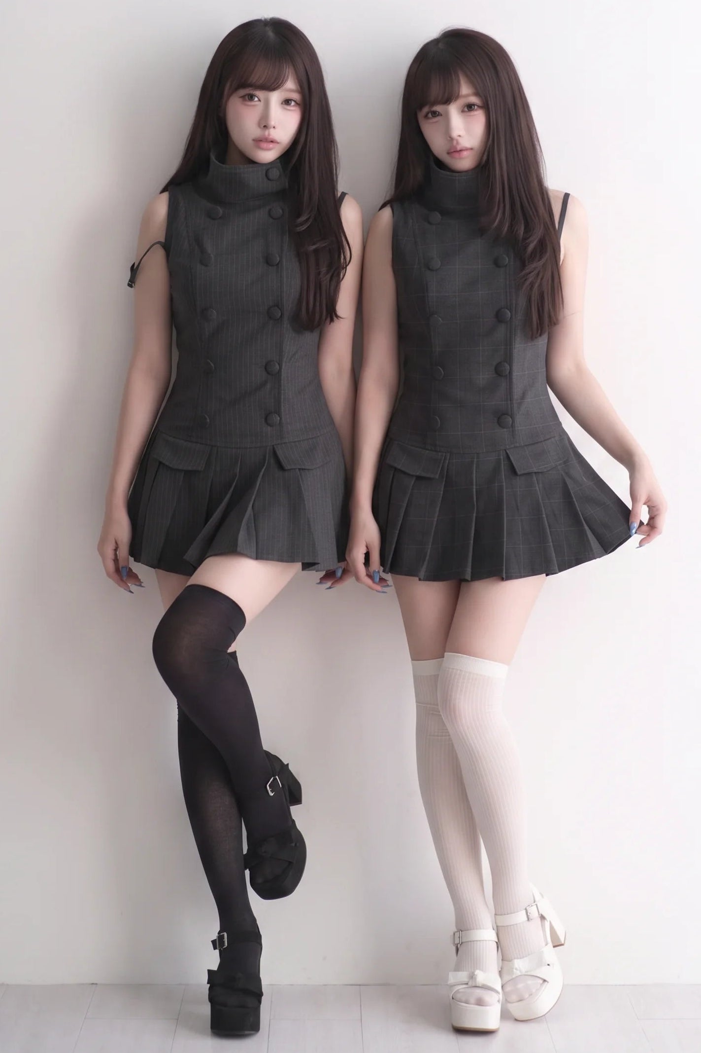 ダブルボタン量産型ミニワンピース＋パンツ