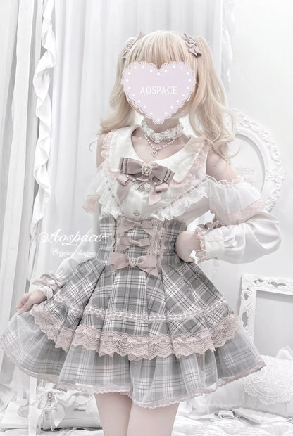 Off-Shoulder-Spitzenbluse im Jirai-Kei-Stil