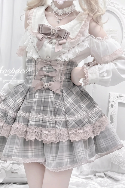 Off-Shoulder-Spitzenbluse im Jirai-Kei-Stil