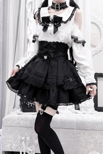 Off-Shoulder-Spitzenbluse im Jirai-Kei-Stil