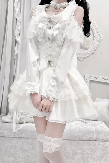 Off-Shoulder-Spitzenbluse im Jirai-Kei-Stil