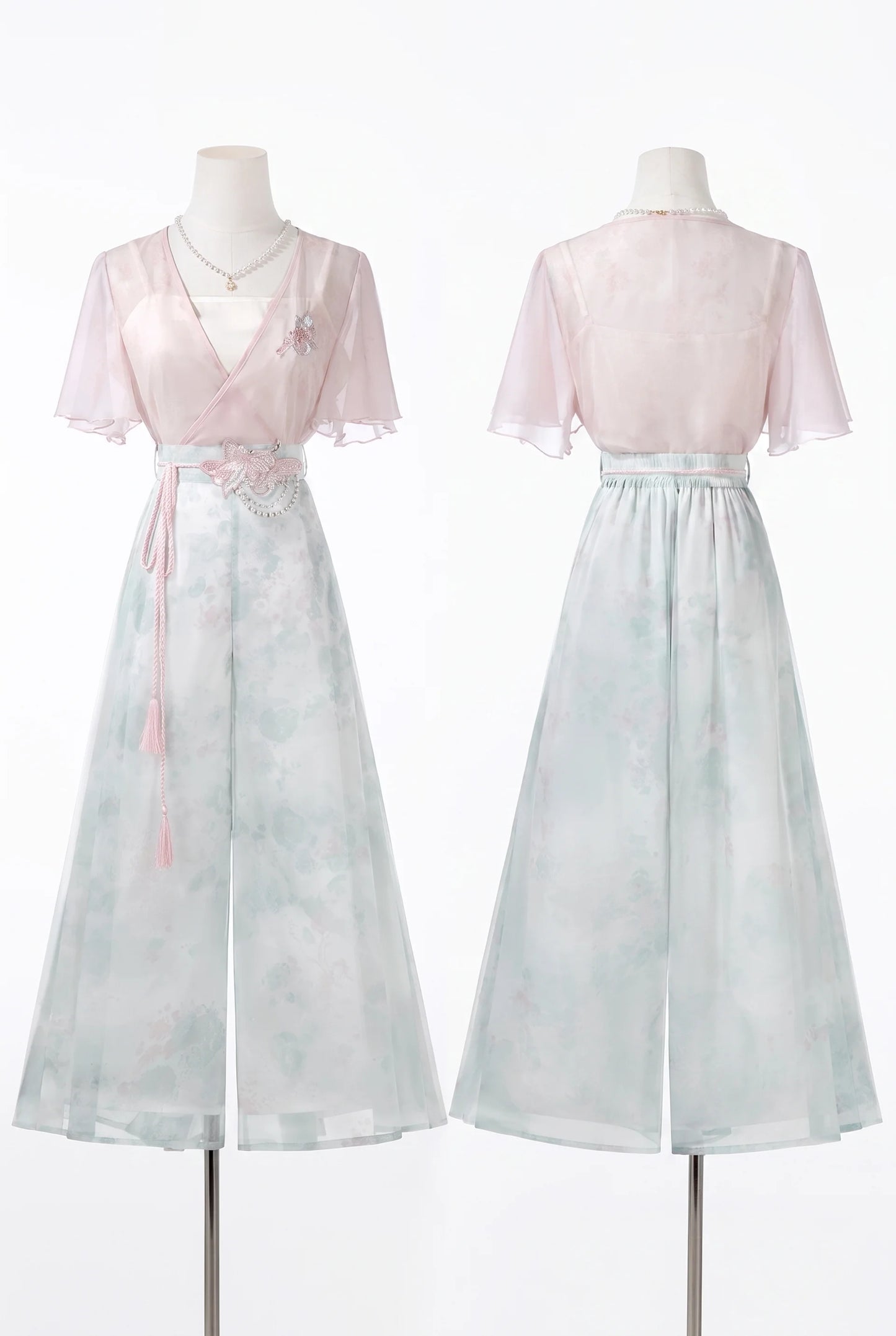 New Chinese Style Hanfu Top and Pants Set