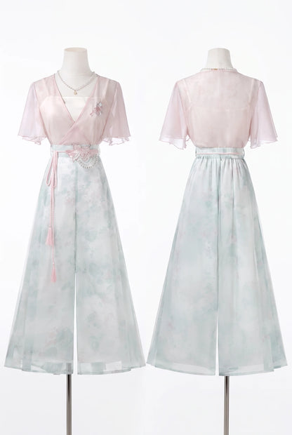 New Chinese Style Hanfu Top and Pants Set