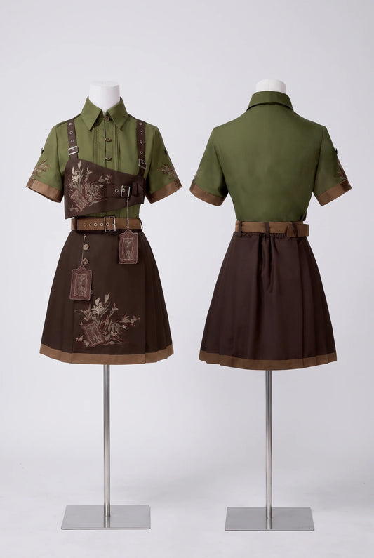 New Chinese Style Cookie Forest Shirt and Skirt Set