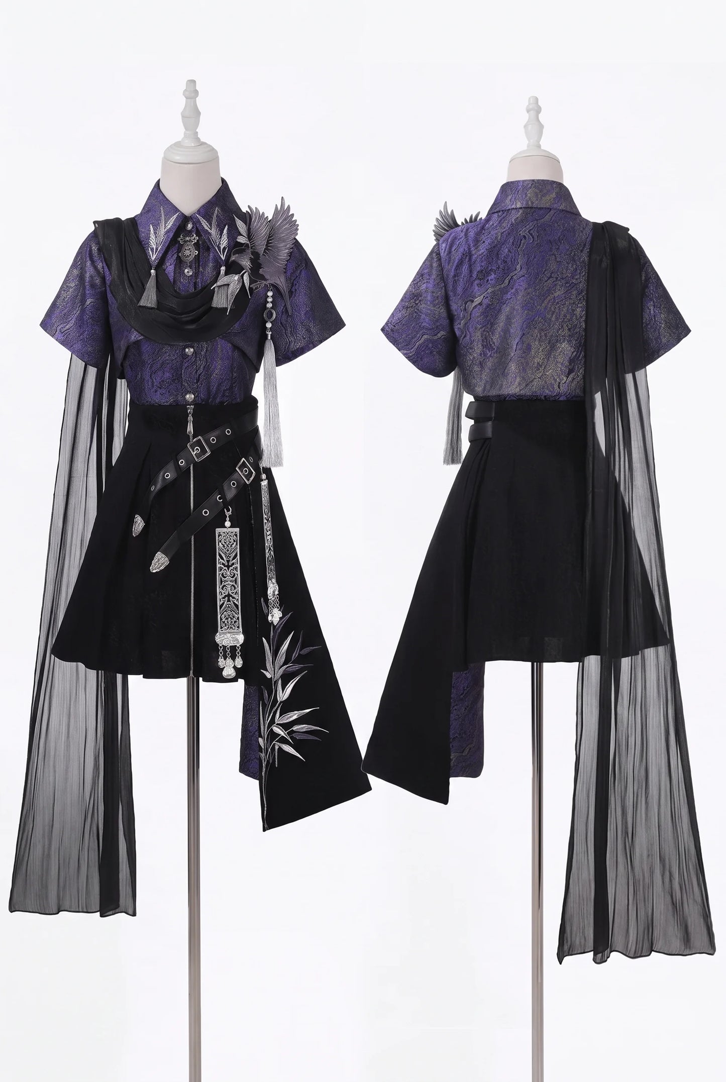 Crow Hanfu Style Top and Skirt Set