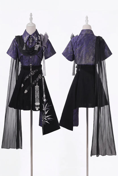 Crow Hanfu Style Top and Skirt Set