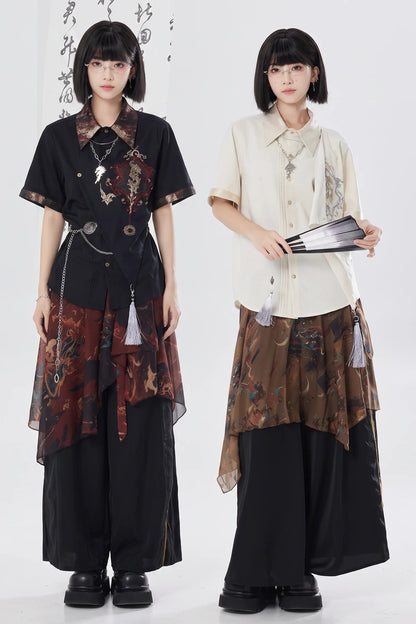 Chiffon Print Multiway Apron Skirt