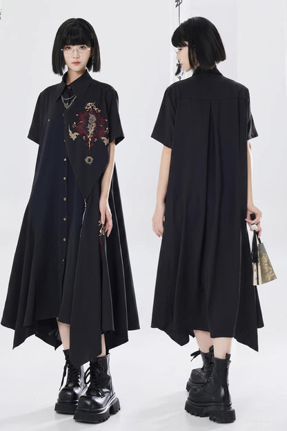 Gold Thread Embroidered Patchwork Dress