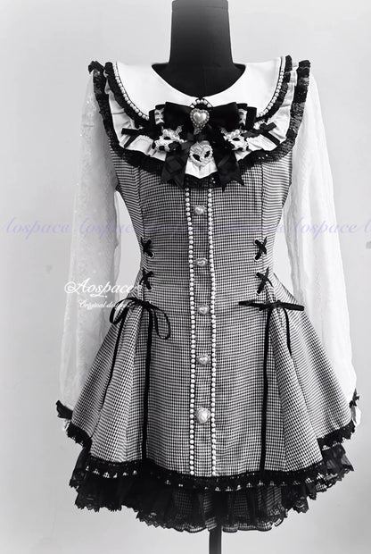 Lace Pearl Collar Long-Sleeve Set