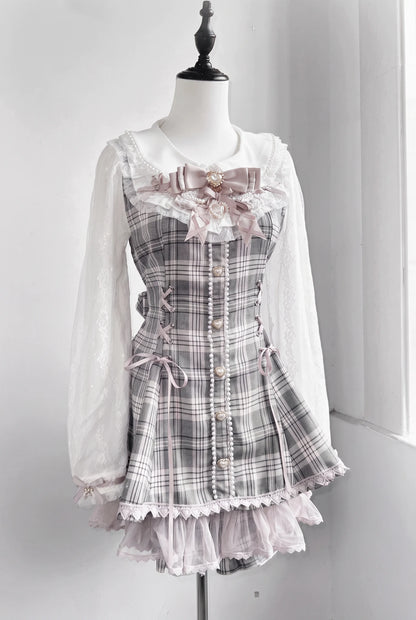 Lace Pearl Collar Long-Sleeve Set