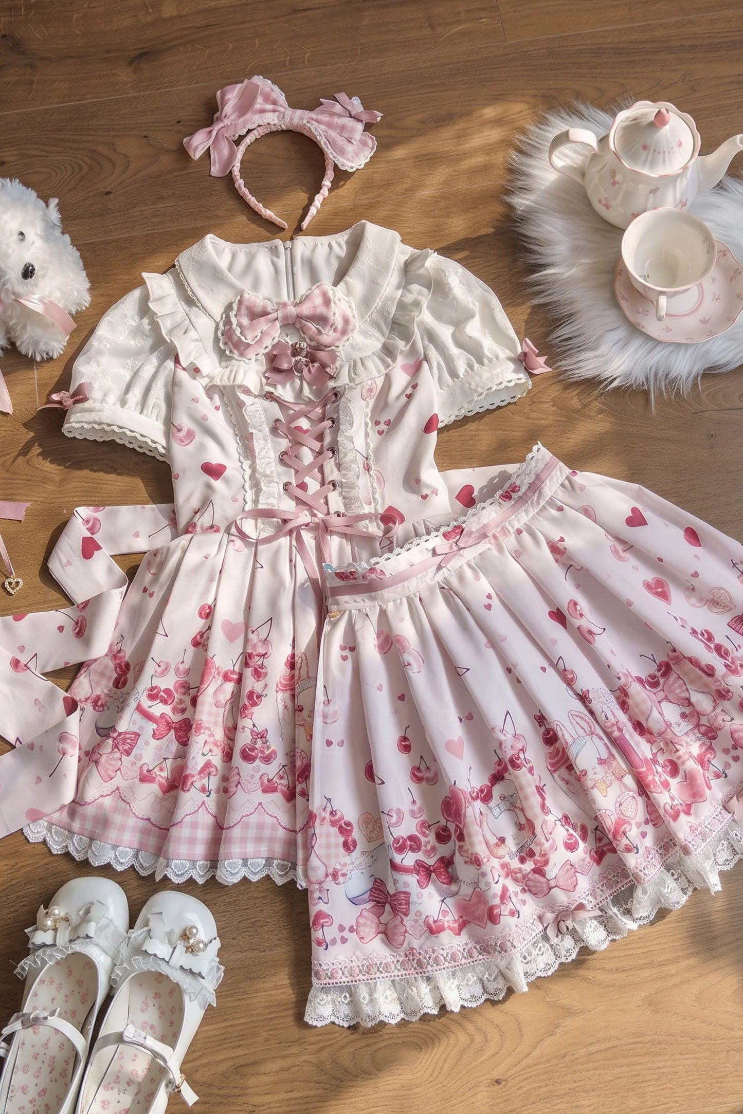 Cherry Bunny Lolita Skirt+Top