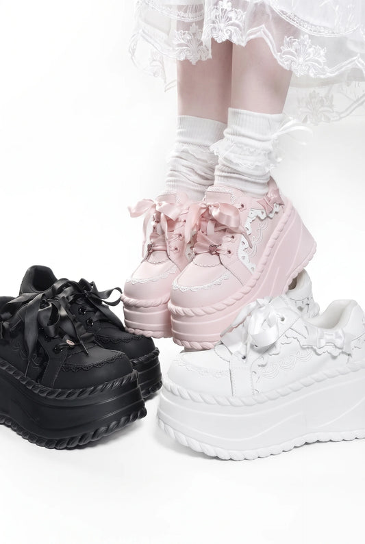 Ribbon Lace Platform Sneakers