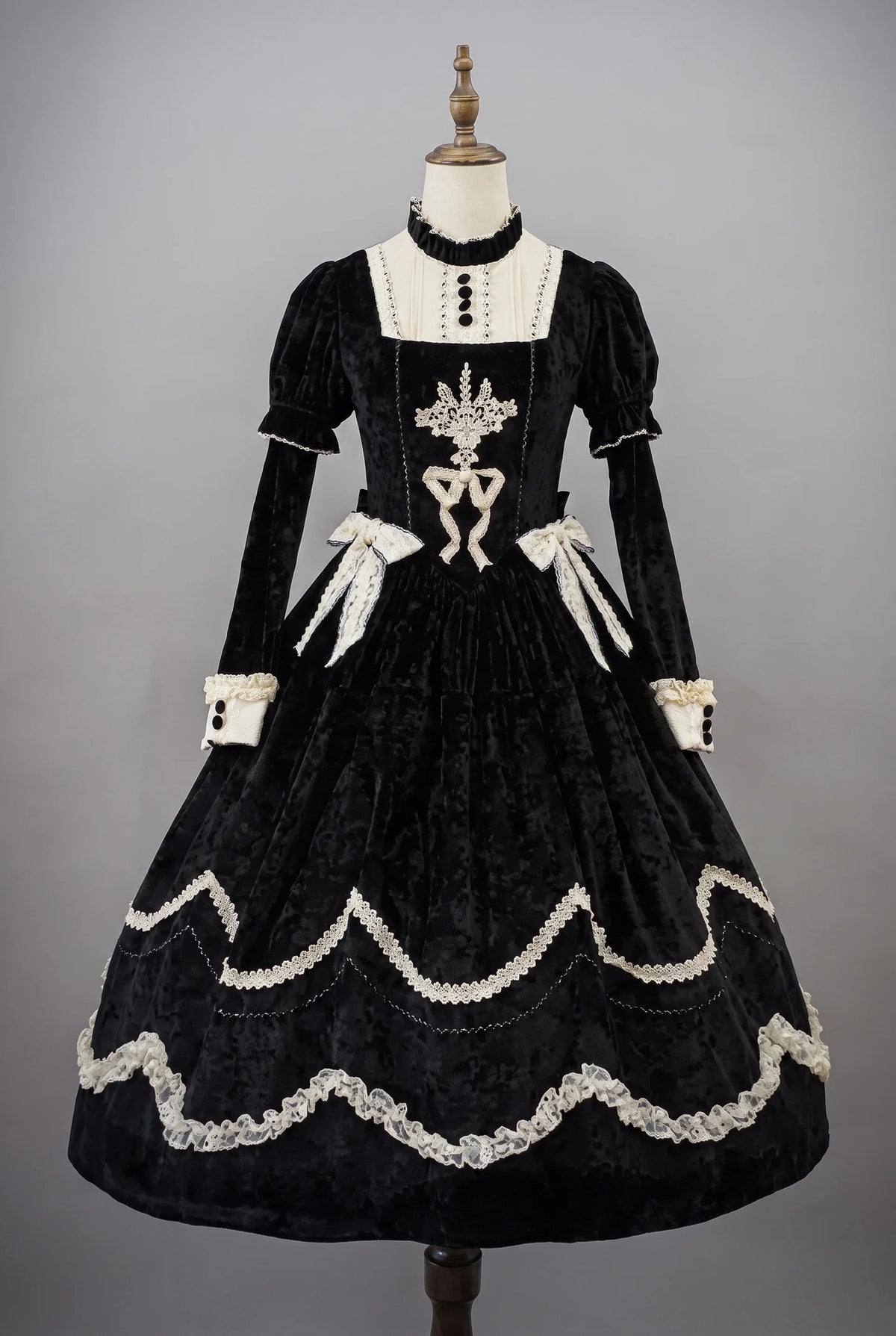 Pfingstrosen-Träumerei Samt-Lolita-Kleid