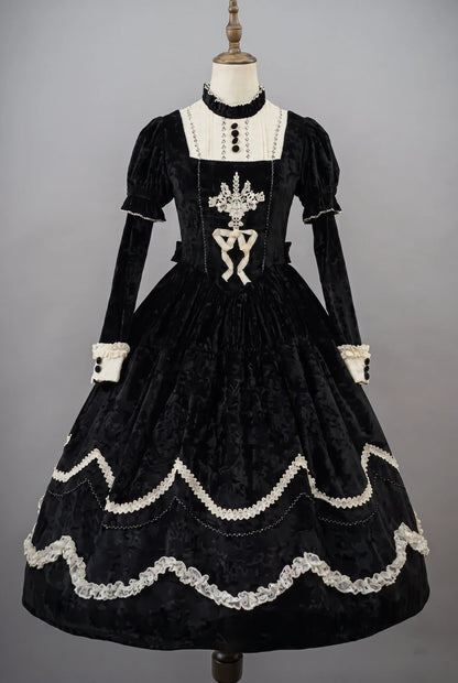 Pfingstrosen-Träumerei Samt-Lolita-Kleid