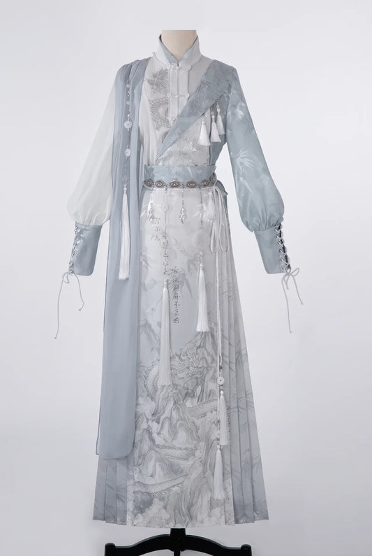 Unisex Cloud-Soaring Ancient Costume Top and Mamian Skirt Set-Up