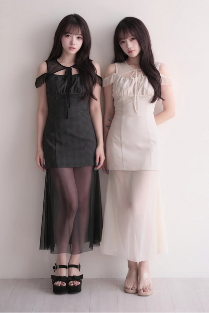 Elegant Sheer Layered Maxi Dress