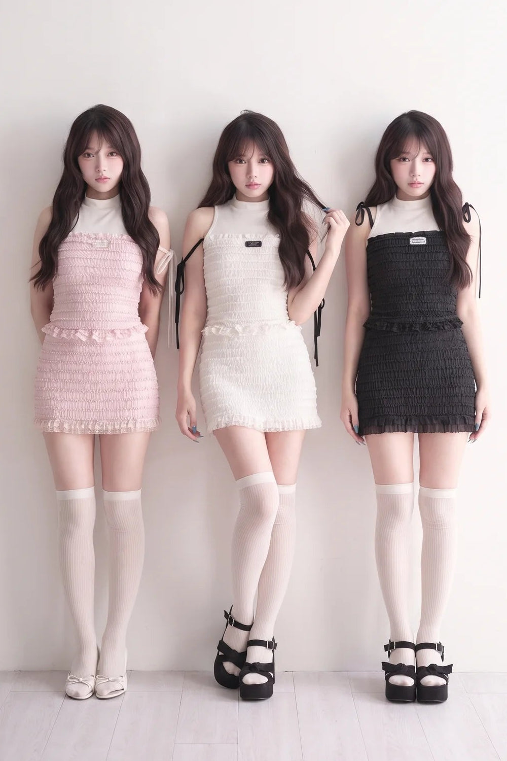 Sweet Ribbon Shirred Top & Skirt Set