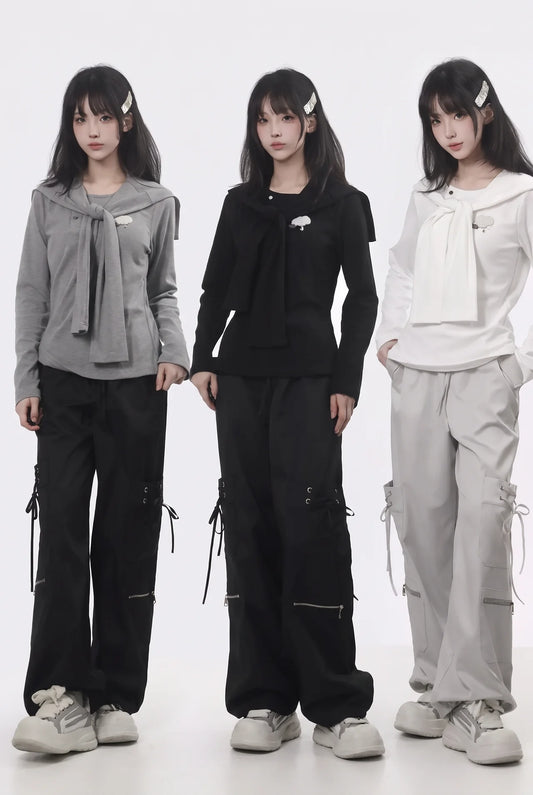 Three-Color Shawl Long-Sleeve
